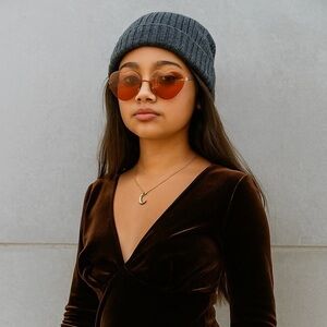 Bebe | Vintage Brown Velvet Babydoll Bust Top